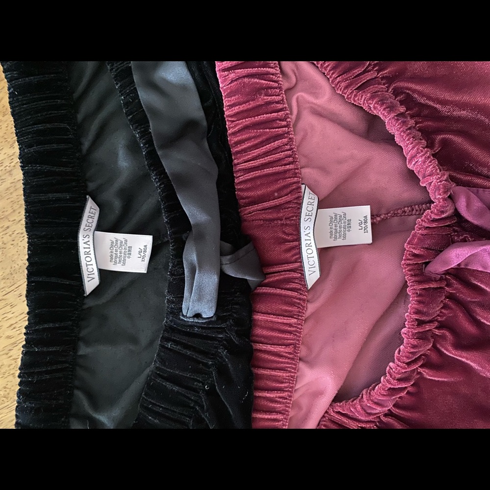 Victoria’s Secret ✨velvet✨ ruffle sleep shorts ~ 2 pairs!